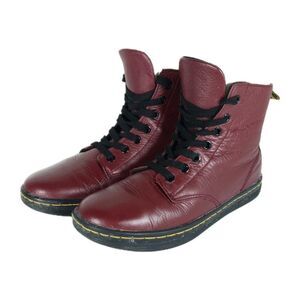 Dr. Martens Women's Leyton US6 Burgandy Leather Lace Up Combat Boots
